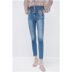 Vaquero skinny fit de tiro alto Azul claro