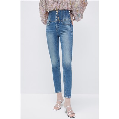 Vaquero skinny fit de tiro alto Azul claro