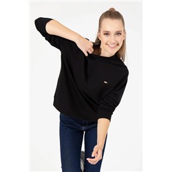 Kadın Siyah Bisiklet Yaka Sweatshirt