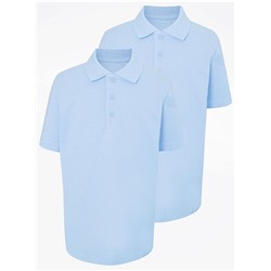 Light Blue Short Sleeve School Polo Shirts 2 Pack