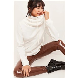 Olalook Kadın Ekru Uzun Boğazlı Yumuşak Dokulu Kalın Sweatshırt SWT-19000189