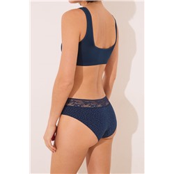 Braga ancha algodón estampado y encaje azul