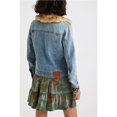 Chaqueta vaquera slim efecto pelo