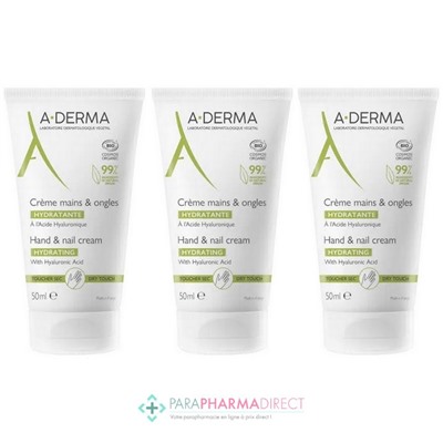 A-Derma Crème Mains & Ongles Hydratante BIO 3x50mlLot  × 3
