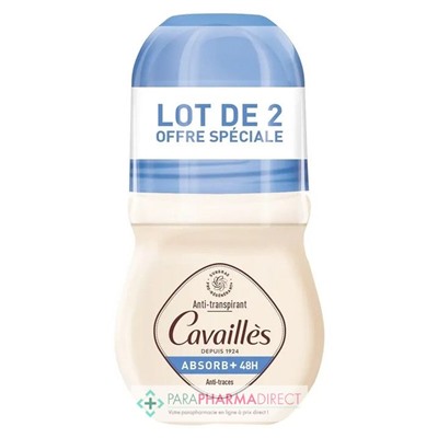 Cavaillès - Absorb+ 48H - Anti-Traces - Déodorant Roll-On 2x50 mlLot  × 2