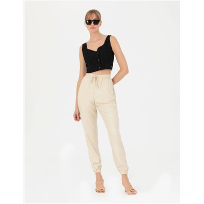 Siyah Crop Top Bluz