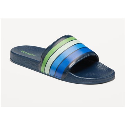 Gender-Neutral Faux-Leather Pool Slide Sandals for Kids