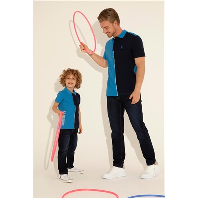 Erkek Çocuk Saks Polo Yaka Tişört