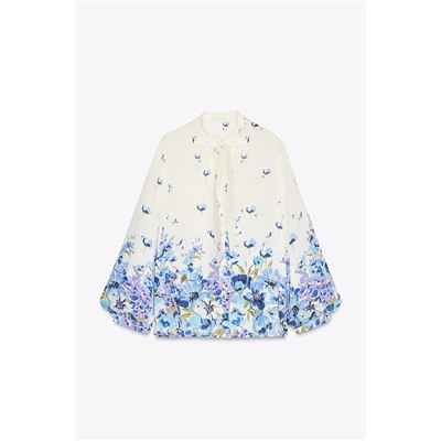 PRINTED BLOUSE WITH TIED DETAIL