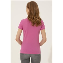 Kadın Pembe Basic Polo Yaka Tişört