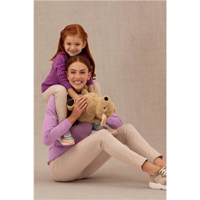 Kız Çocuk Violet Basic V - Yaka Kazak