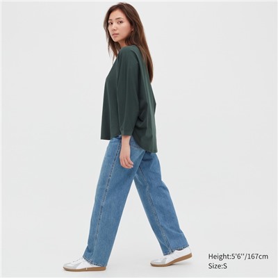 Cotton Dolman Oversized 3/4-Sleeve T-Shirt