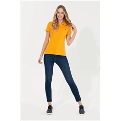Kadın Sarı Basic Polo Yaka Tişört