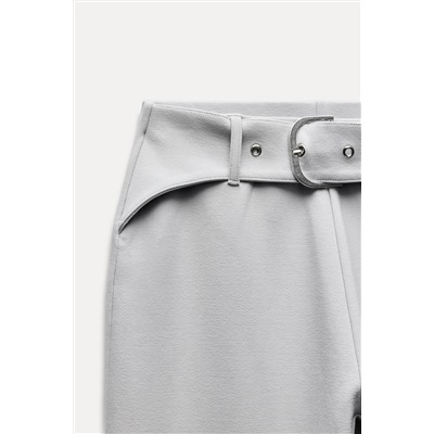 INTERLOCK BELTED BELL BOTTOM TROUSERS