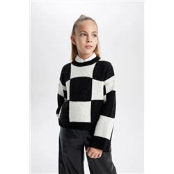 Defacto Kız Çocuk Regular Fit Bisiklet Yaka Kazak B3483A823WN