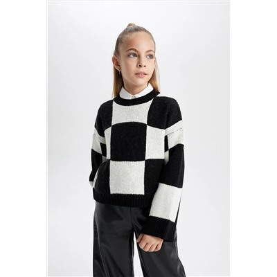 Defacto Kız Çocuk Regular Fit Bisiklet Yaka Kazak B3483A823WN