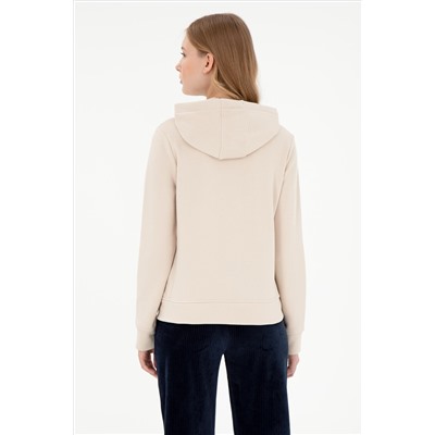 Kadın Taş Kapüşonlu Fermuarlı Sweatshirt