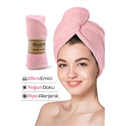 Telvesse, Kalın Mikrofiber Saç Havlusu Plaj Deniz Havuz Bonesi Kurulama Banyo Saç Kurutma Baş Havlusu Pembe