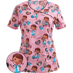 Cherokee Tooniforms Scrubs I Care For Pets Print Top