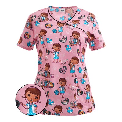 Cherokee Tooniforms Scrubs I Care For Pets Print Top
