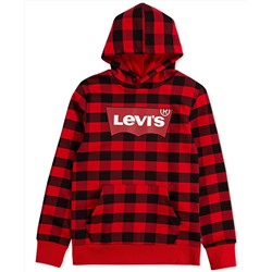 Levi's Big Boys Buffalo Plaid Fleece Batwing Logo Hoodie