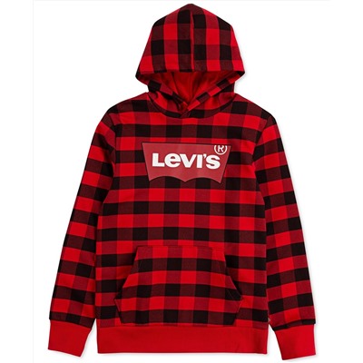 Levi's Big Boys Buffalo Plaid Fleece Batwing Logo Hoodie