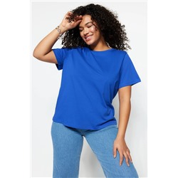 Saks Regular Fit Basic Bisiklet Yaka %100 Pamuk Örme Büyük Beden T-Shirt TBBSS22TS0733