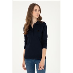 Kadın Lacivert Basic Polo Yaka Sweatshirt