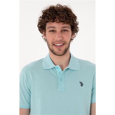 Erkek Slim Fit Polo Yaka Açık Mavi Basic Tişört