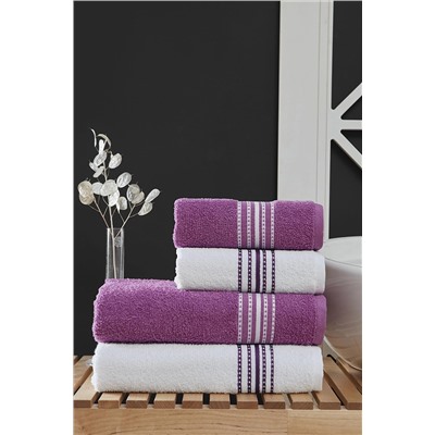 MODALİN 50x90 + 70x140 Cm Elvin 4'lü Banyo Havlusu Seti 9003