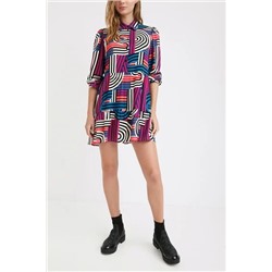 Vestido corto camisero geometrías