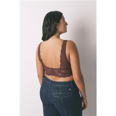 Sujetador bralette halter encaje granate