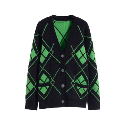 Cárdigan Negro y verde claro