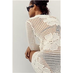 FLORAL CROCHET KNIT DRESS