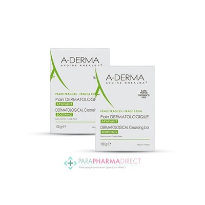 A-Derma Les Indispensables Pain Dermatologique Apaisant 2x100gLot  × 2
