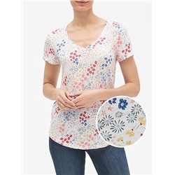 Easy Print V-Neck T-Shirt in Slub