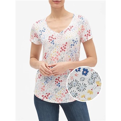 Easy Print V-Neck T-Shirt in Slub