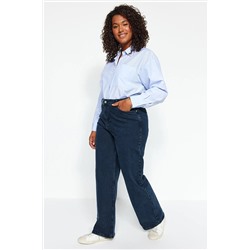 Trendyol Curve Gece Mavisi Geniş Kesim Jeans TBBAW24CJ00049