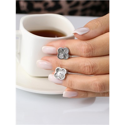 Серьги-пусеты из серебра с фианитами родированные - коллекция Wan clover 221-15-033р