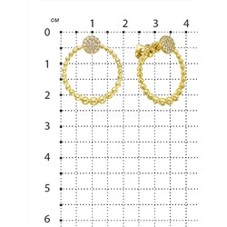 Серьги-пусеты из золочёного серебра с фианитами (2 в 1) 925 пробы с-7244зл200