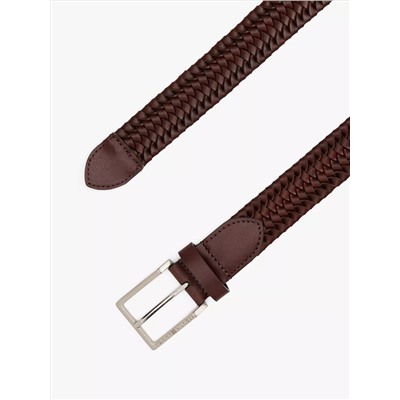 Square Buckle Woven Leather Belt