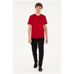 Erkek Regular Fit Bisiklet Yaka Bordo Tişört