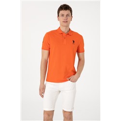 Erkek Slim Fit Polo Yaka Nar Çiçeği Basic Tişört