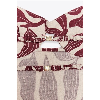 PRINTED RUSTIC MIDI LINEN BLEND DRESS