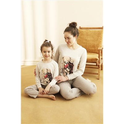 Siyah İnci Pamuklu Likralı Pijama Takım 21263213