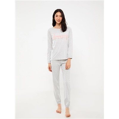LC Waikiki Bisiklet Yaka Çizgili Uzun Kollu Kadın Pijama Takımı, LCW DREAM                                            
                                            Bisiklet Yaka Çizgili Uzun Kollu Kadın Pijama Takımı