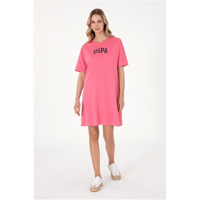 Kadın Pembe Modal Karışımlı Bisiklet Yaka Mini Boy Örme Elbise
