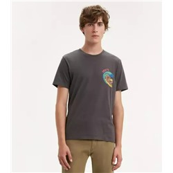 Model is 6' 2" with a 27" waist. They're wearing a size medium. GRAPHIC CREWNECK TEE SHIRT