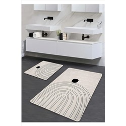 Pilloveland Kaymaz Taban Yıkanabilir 2’li Banyo Paspası - Ark Desenli 60*100 Cm - 50*60 Cm BM0177