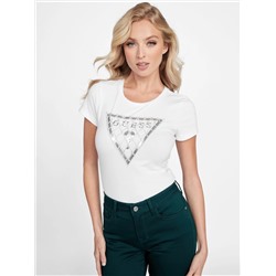 Rhinestone Mesh Logo Tee